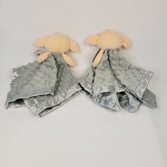 Lot 2 Harry Potter Dobby Plush Loveys Baby Security Blankets Toy Gray Satin Trim - Picture 2 of 9